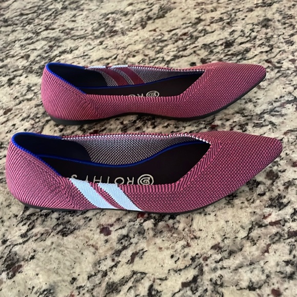 Rothy’s The Point Magenta Racing Stripe Flat Size 6.5 - Picture 3 of 9
